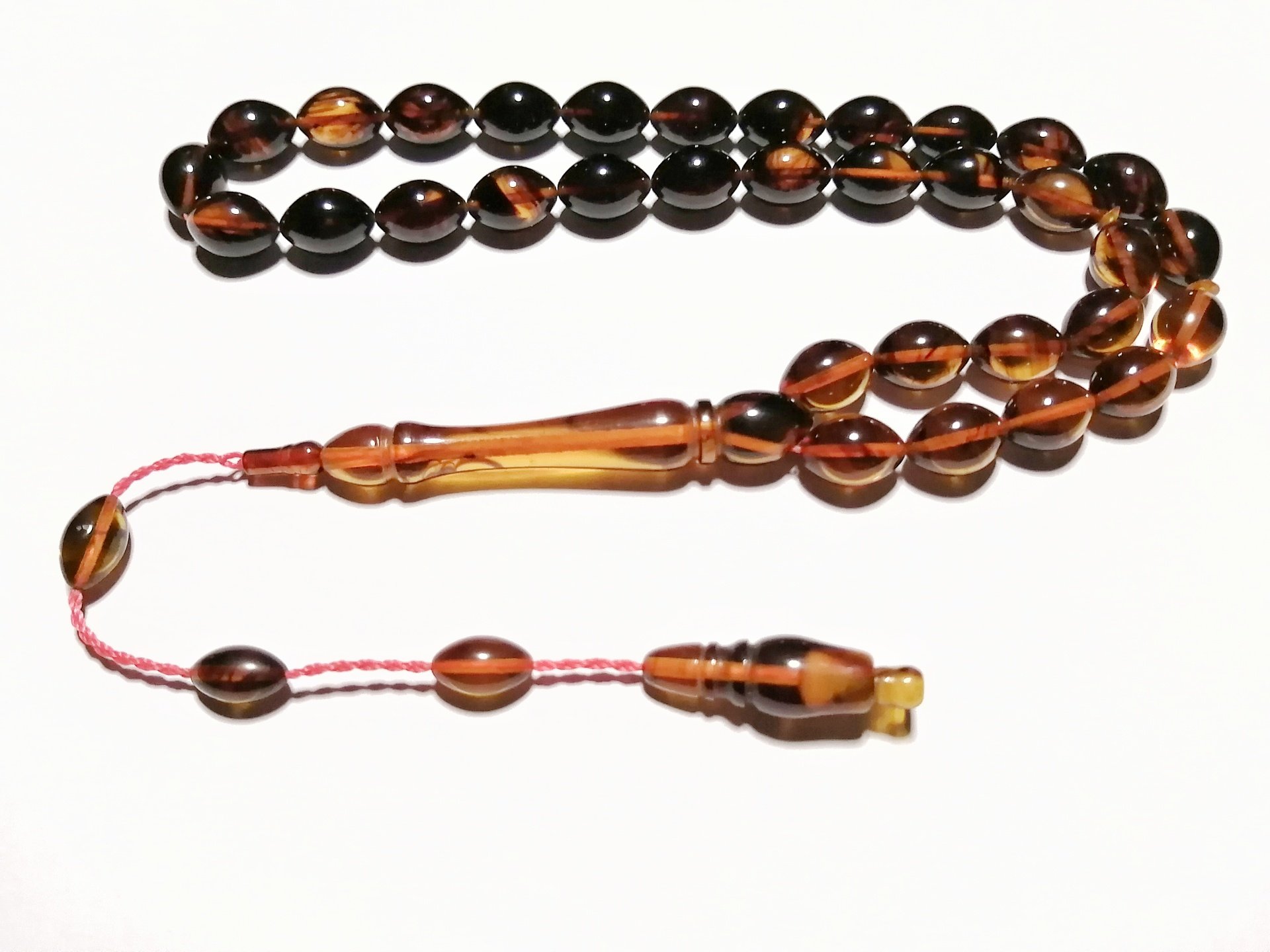 Sistem Püsküllü Hareli Sıkma Kehribar Tesbih