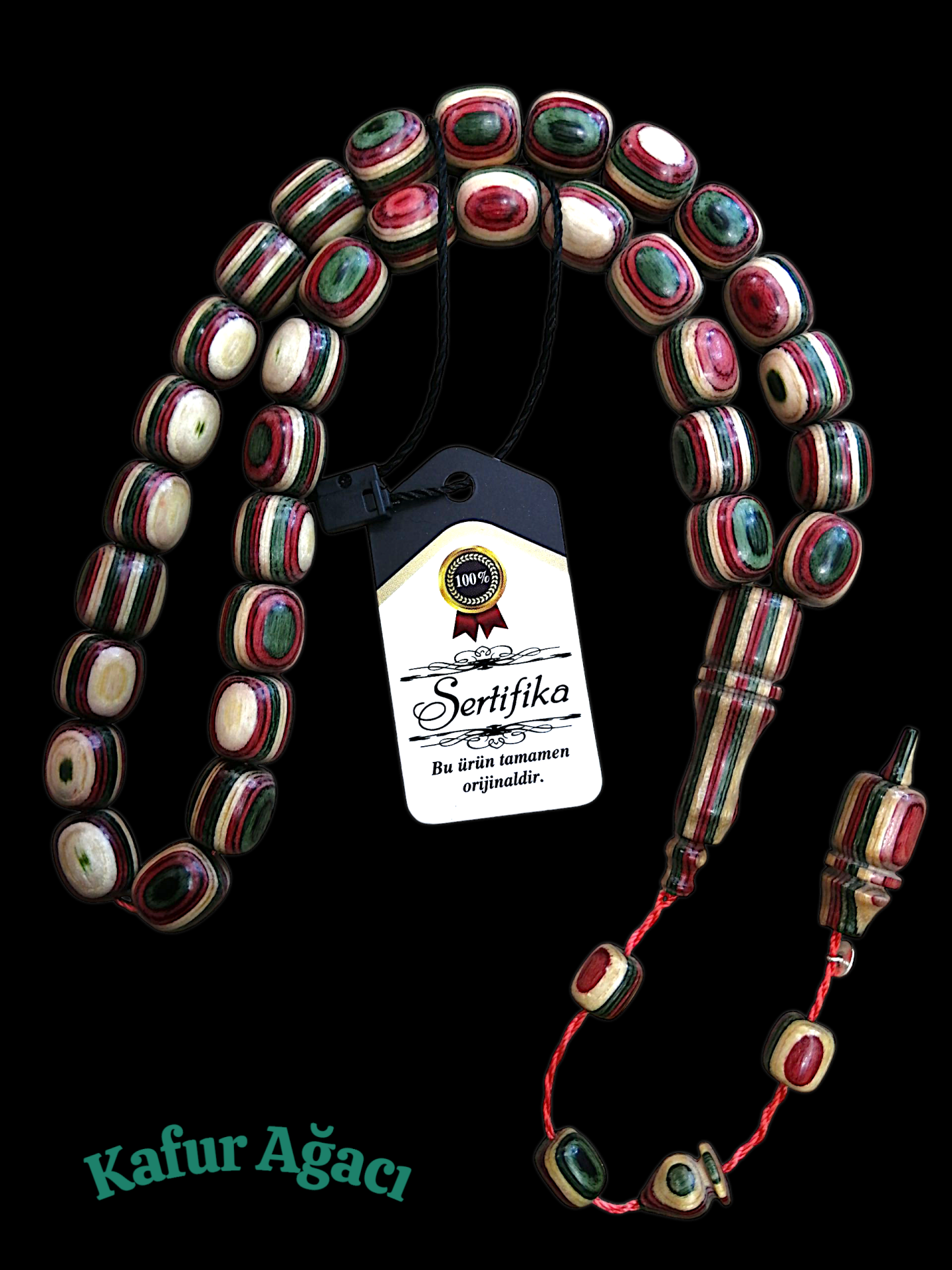 Sistem Püsküllü Fıçı Kesim Kafur Ağacı Tesbih