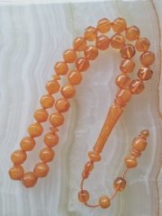 Sistemli Imamesi İşçilikli Kolleksiyonluk Ateş Kehribar Tesbih.