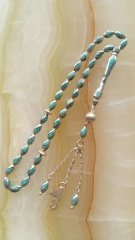 925 Ayar Gümüş Püsküllü Firuze Tasarımlı Gümüş Tesbih