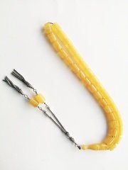 925 Ayar Gümüş Püsküllü Kapsül Kesim Sıkma Kehribar Tesbih