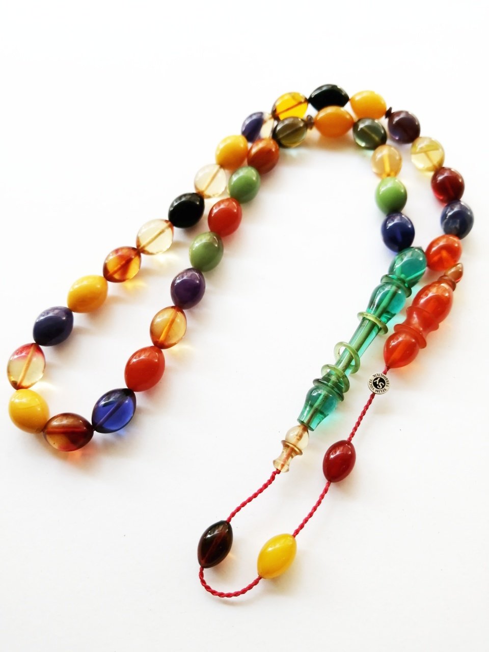 Sistem Püsküllü İmamesi Halkalı Beyzi Kesim Bonibon Sıkma Kehribar Tesbih