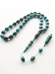 Sistem Püsküllü Özel İşçilikli Tombul Beyzi Kesim Simli Arizona Firuze Tesbih