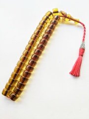 İp Püsküllü Tekerlek Kesim Ateş Kehribar Tesbih