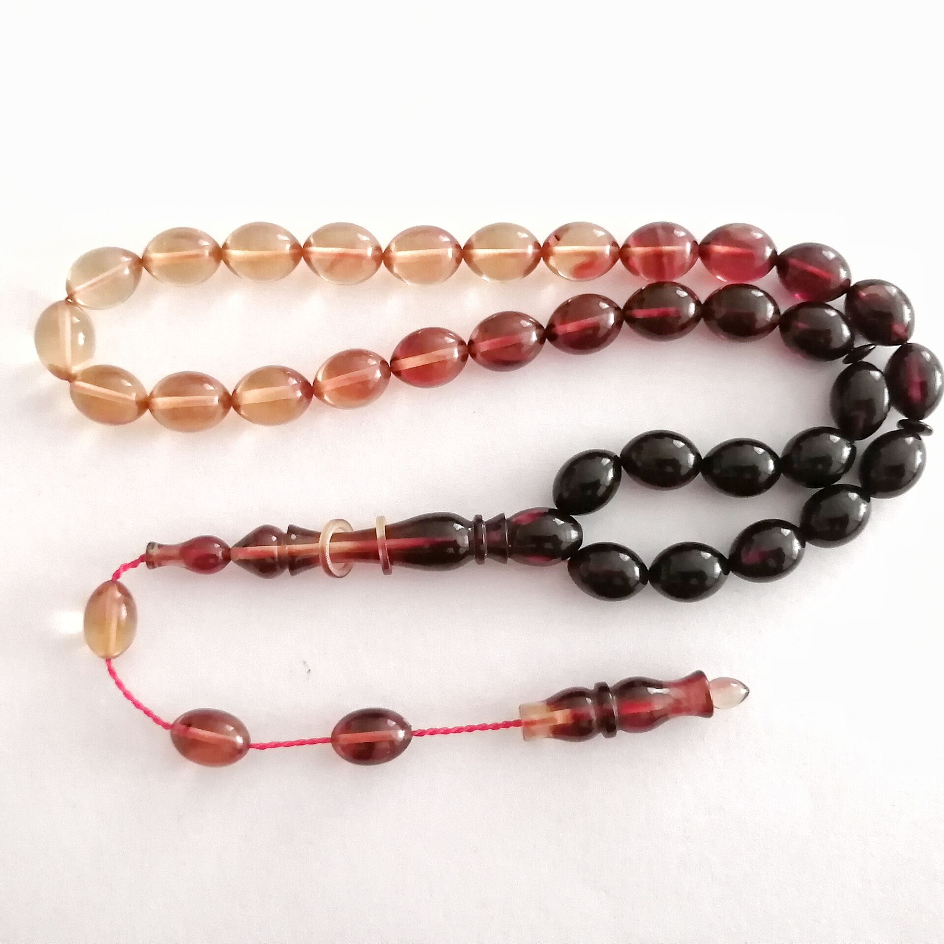 Sistem Püsküllü İmamesi Halkalı Hatasız Beyzi Kesim Sıkma Kehribar Tesbih