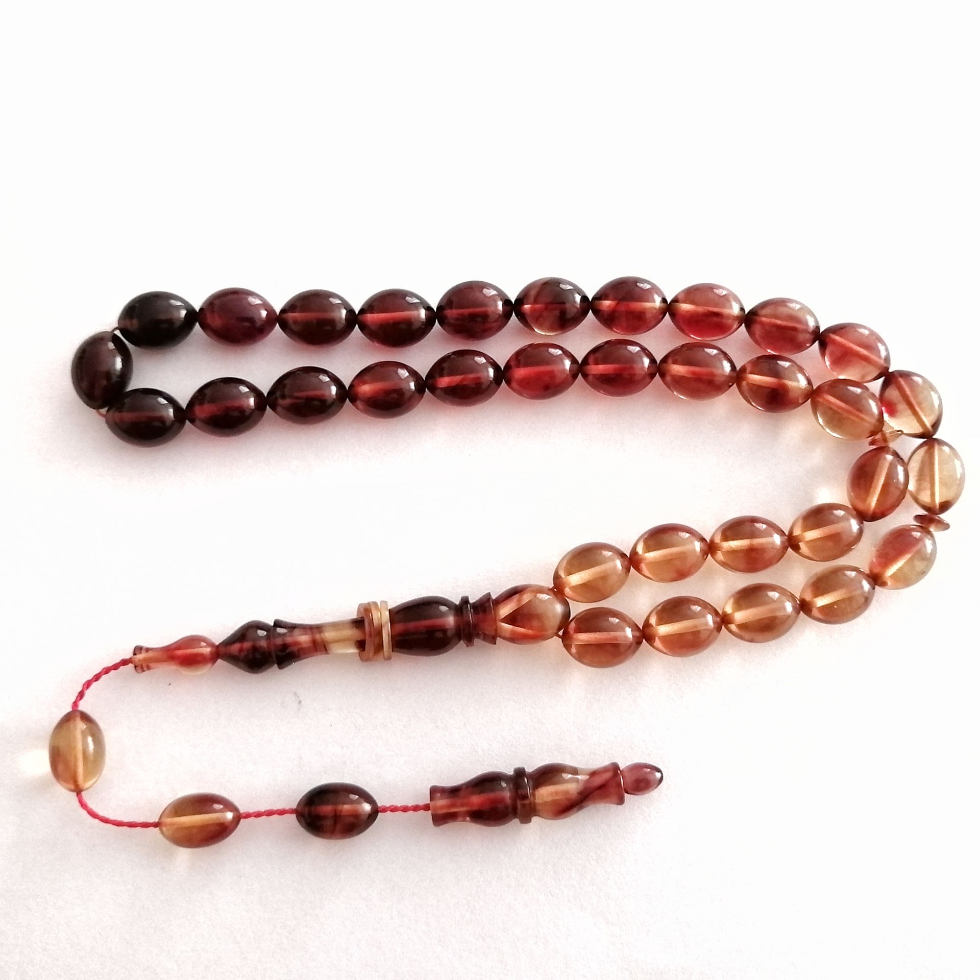 Sistem Püsküllü İmamesi Halkalı Hatasız Beyzi Kesim Sıkma Kehribar Tesbih