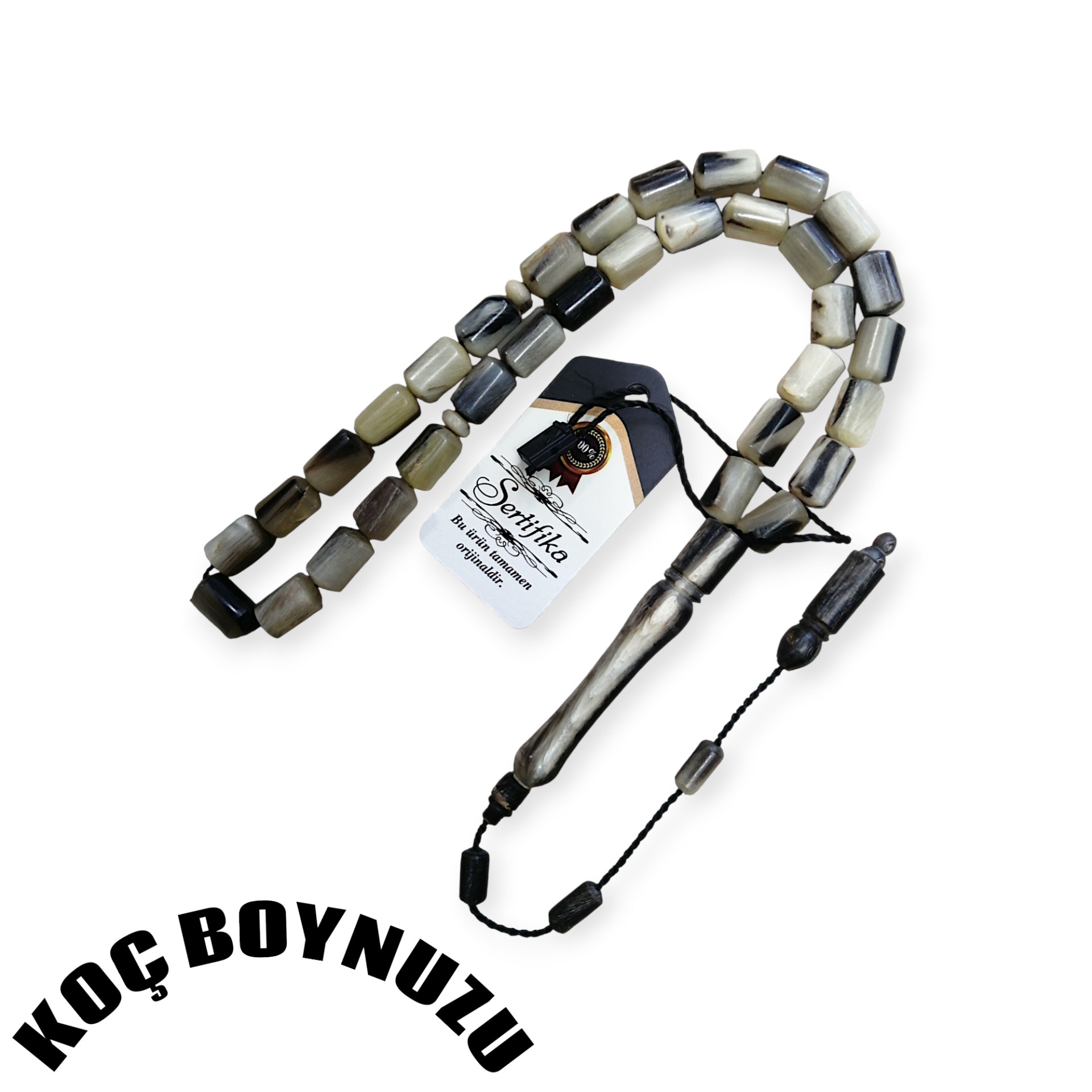 Sistem Püsküllü Uçlu Kapsül Kesim Koç Boynuzu Tesbih