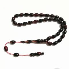 Sistem Püsküllü Beyzi Kesim Sıkma Kehribar Tesbih