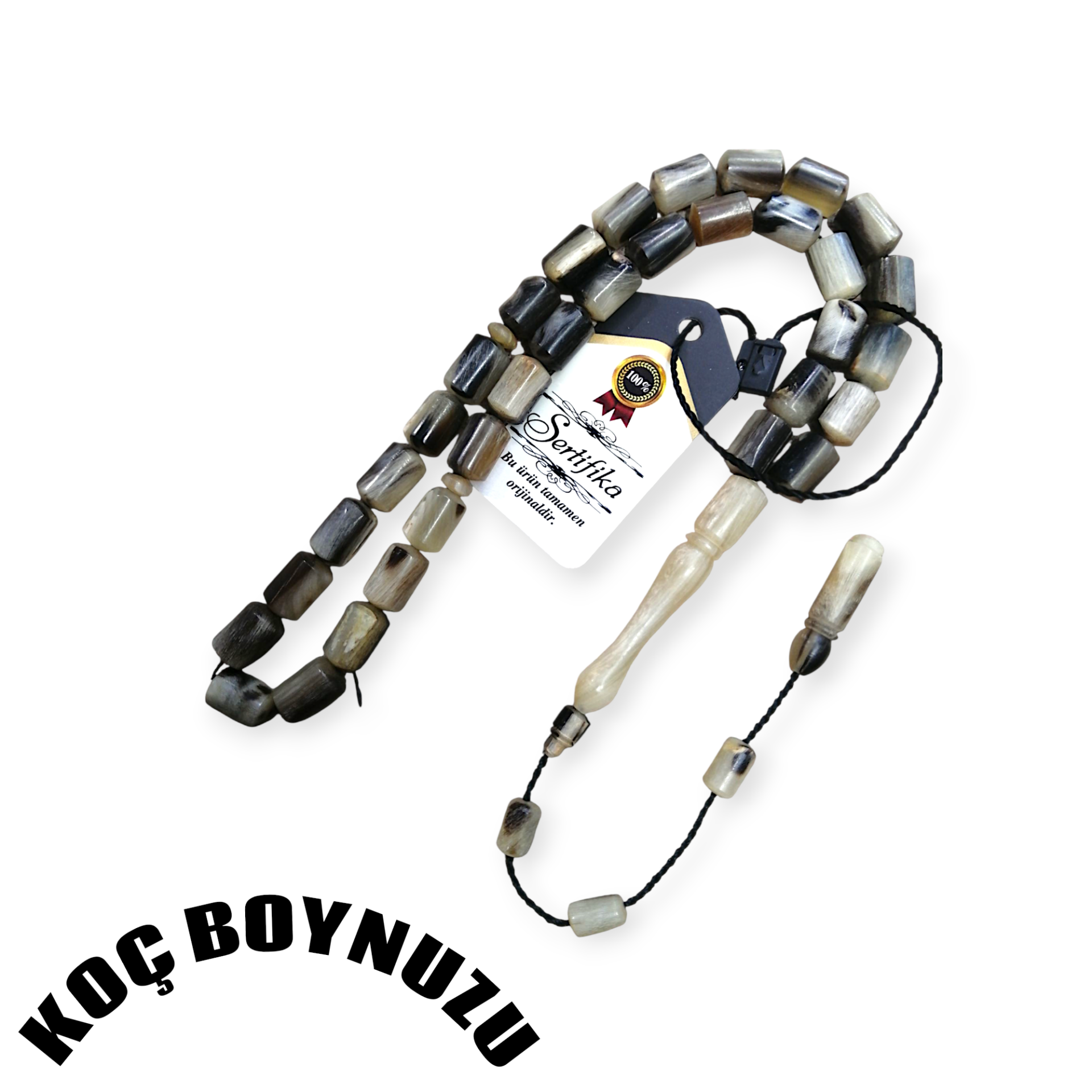 Sistem Püsküllü Uçlu Kapsül Kesim Koç Boynuzu Tesbih