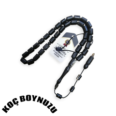 Sistem Püsküllü Uçlu Kapsül Kesim Siyah Koç Boynuzu Tesbih