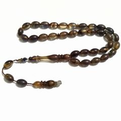 Sistem Püsküllü Beyzi Kesim Sıkma Kehribar Tesbih