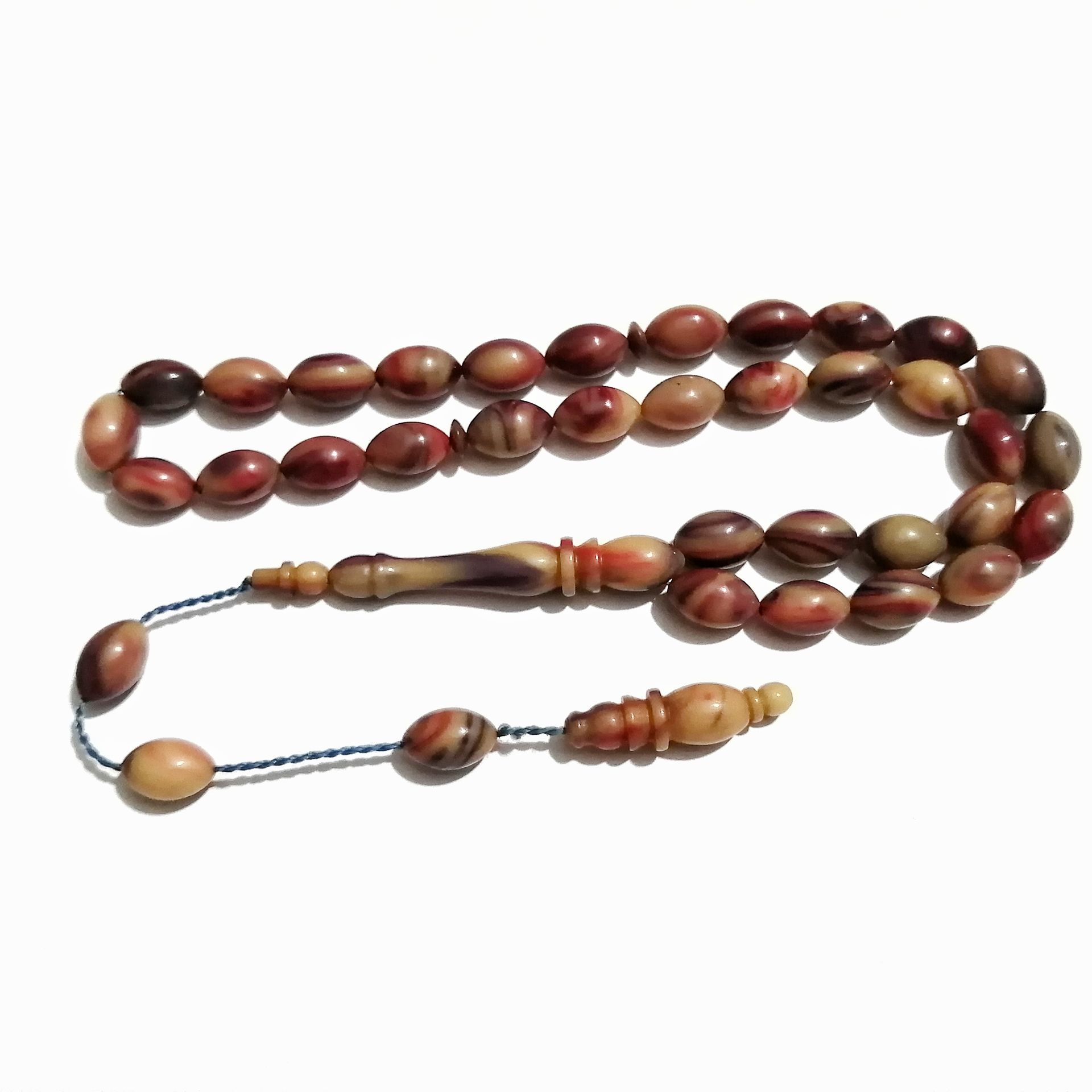 Sistem Püsküllü Beyzi Kesim Sıkma Kehribar Tesbih