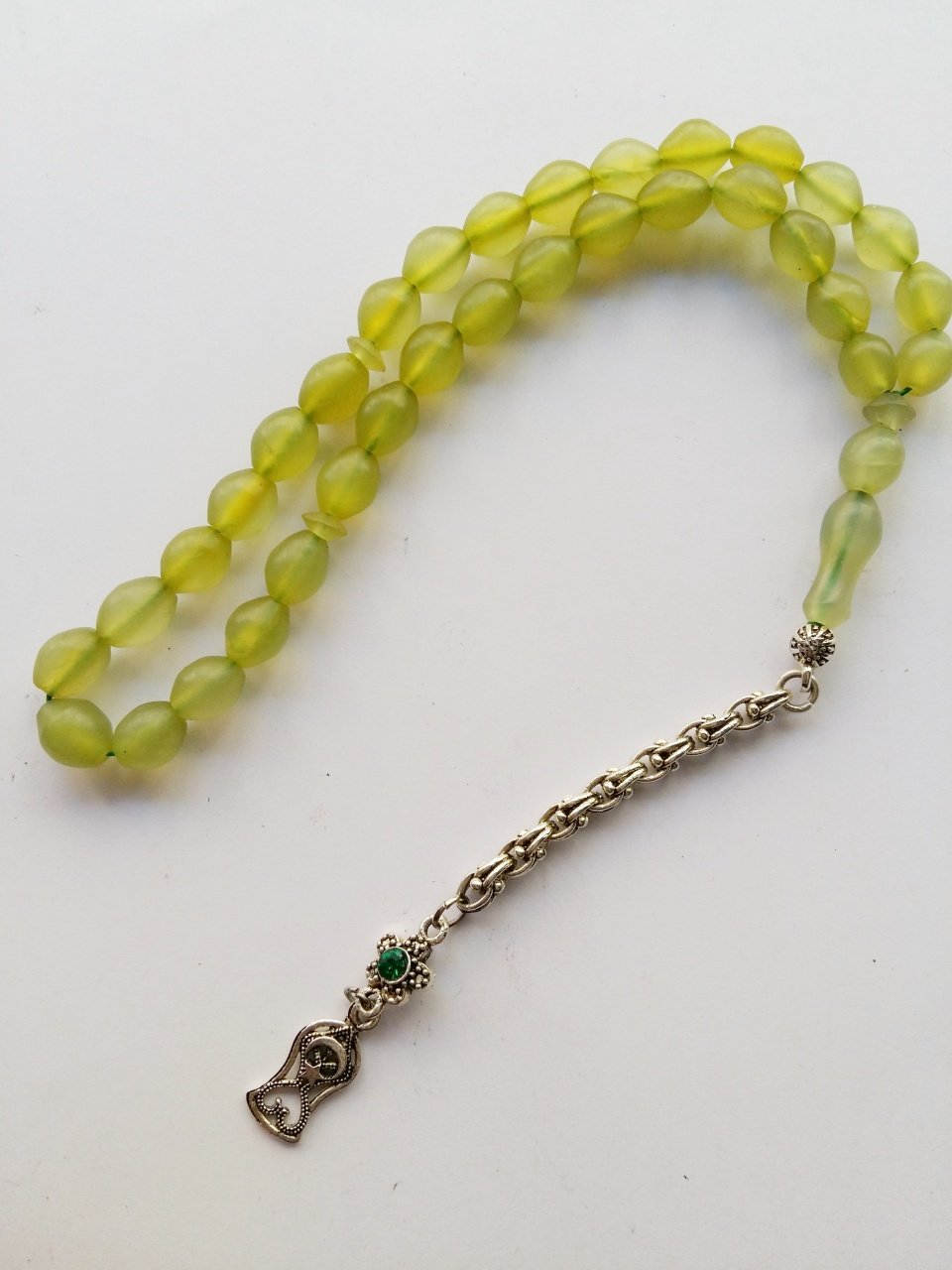 Metal Püsküllü Şahmaksut (soguk taş) Taşı Tesbih