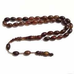 Sistem Püsküllü Beyzi Kesim Sıkma Kehribar Tesbih