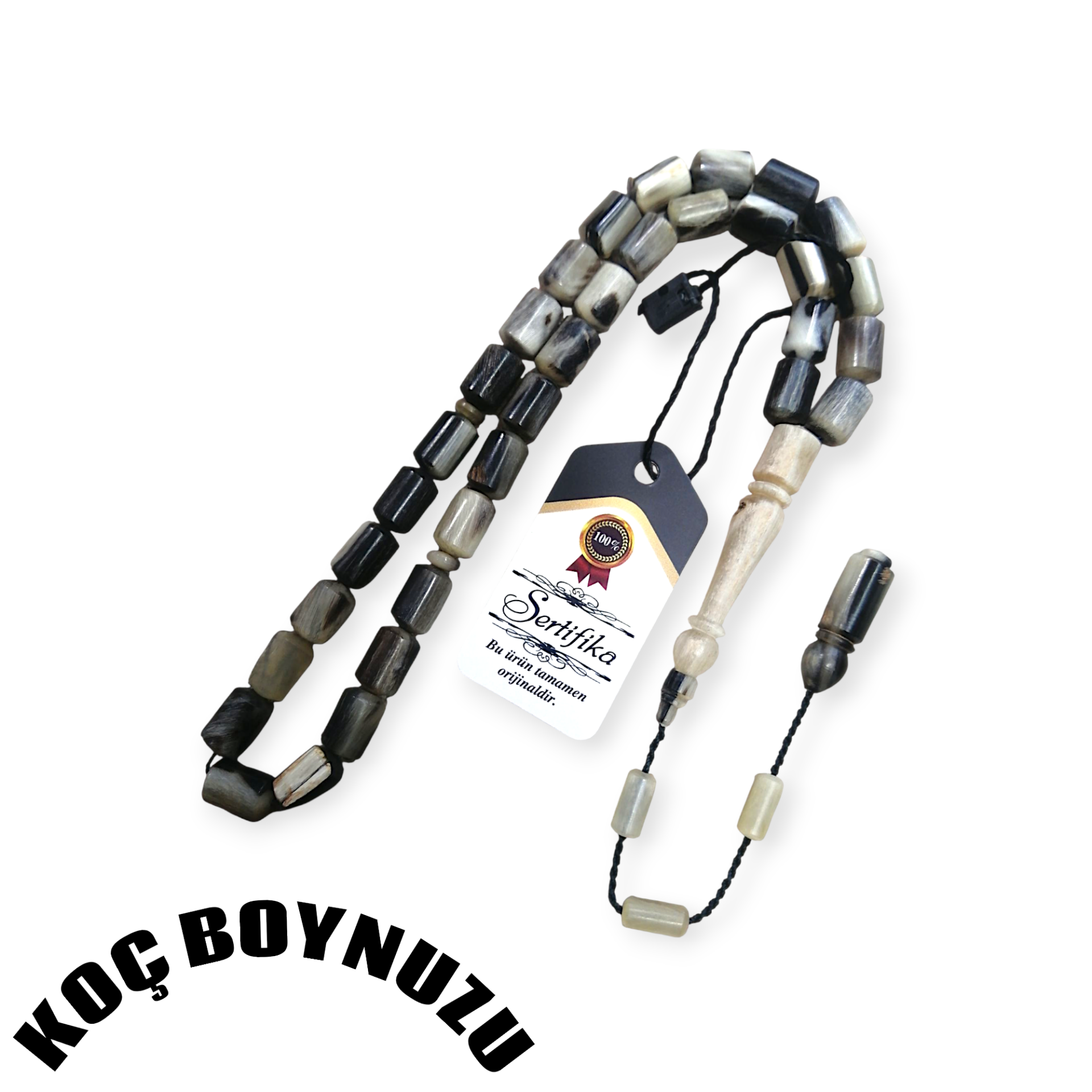 Sistem Püsküllü Uçlu Kapsül Kesim Koç Boynuzu Tesbih