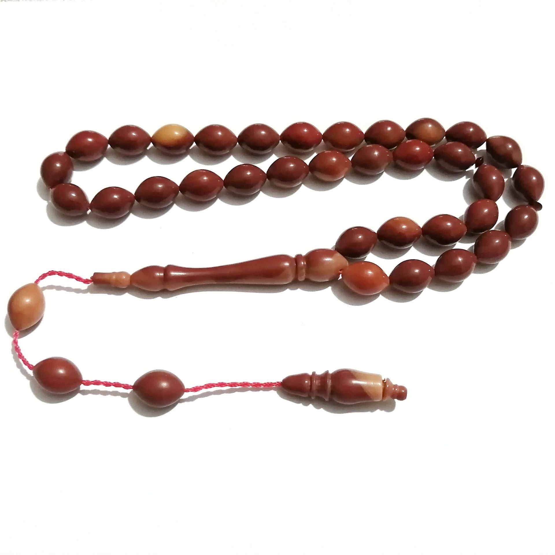 Sistem Püsküllü Tombul Beyzi Kesim Sıkma Kehribar Tesbih