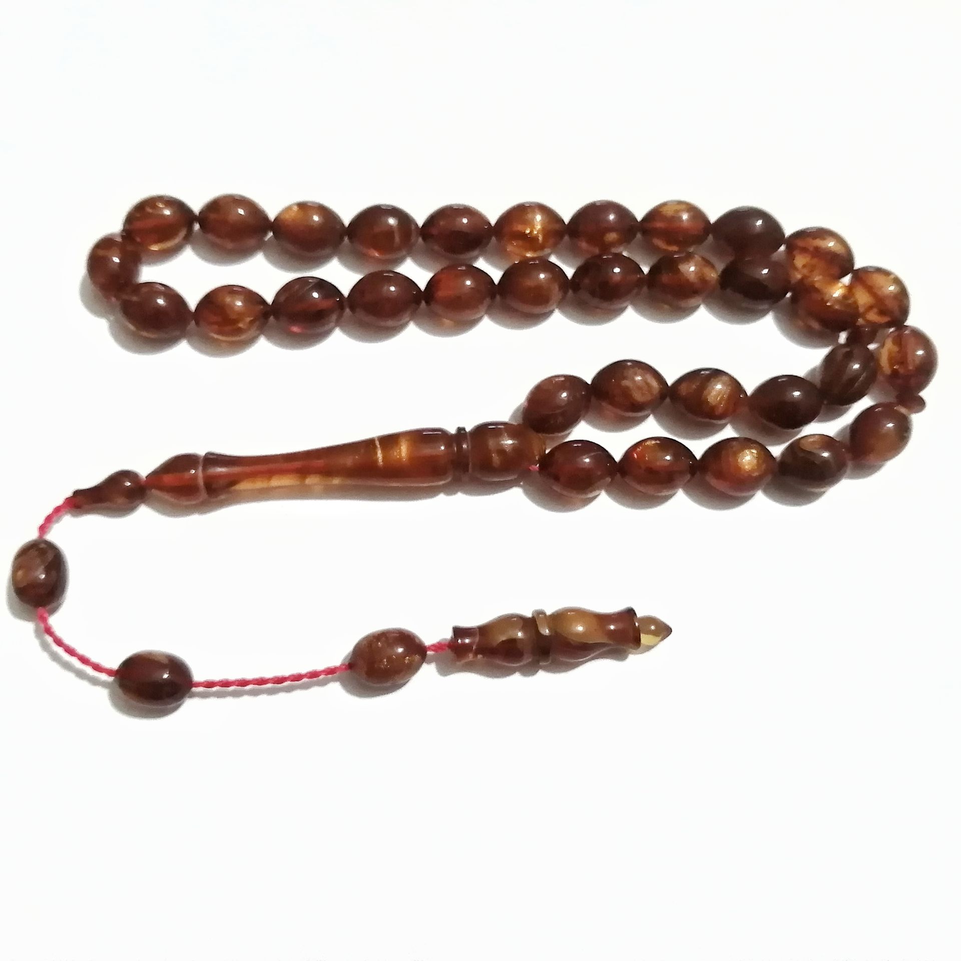 Sistem Püsküllü Tombul Beyzi Kesim Sıkma Kehribar Tesbih