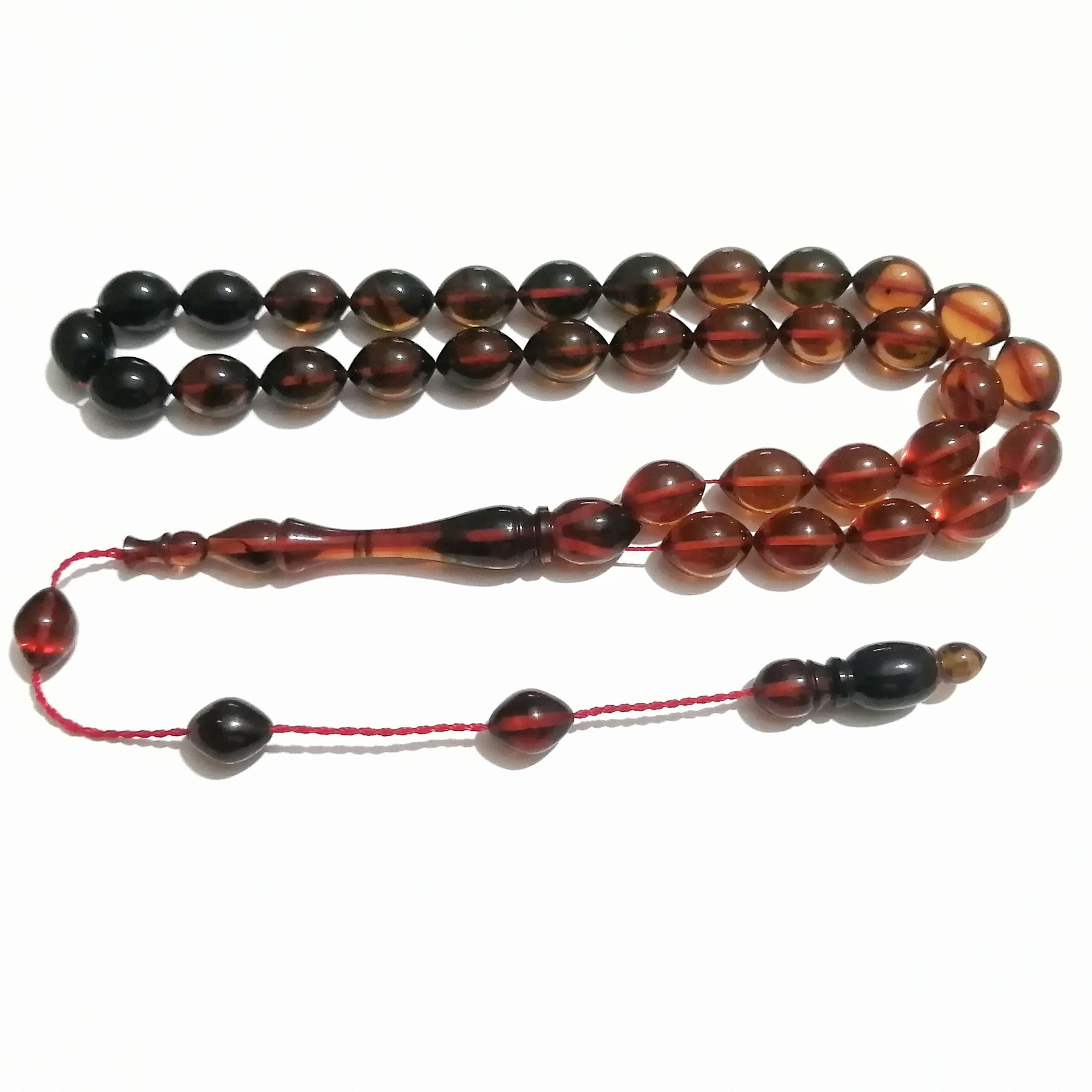 Sistem Püsküllü Tombul Beyzi Kesim Sıkma Kehribar Tesbih