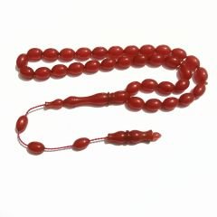 Sistem Püsküllü Beyzi Kesim Sıkma Kehribar Tesbih