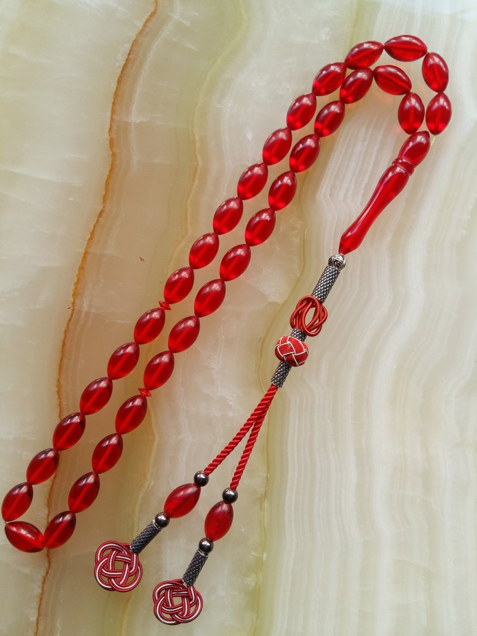 Kazaz Püsküllü Çektikçe Parlayacak Ateş Kehribar Tesbih