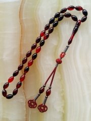 Kazaz Püsküllü Çektikçe Parlayacak Ateş Kehribar Tesbih