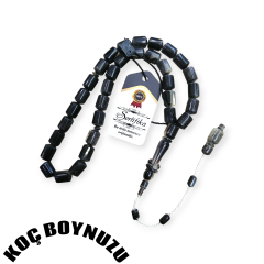 Sistem Püsküllü Uçlu Kapsül Kesim Siyah Koç Boynuzu Tesbih