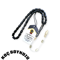 Sistem Püsküllü Uçlu Kapsül Kesim Siyah Koç Boynuzu Tesbih