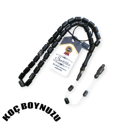 Sistem Püsküllü Uçlu Kapsül Kesim Siyah Koç Boynuzu Tesbih