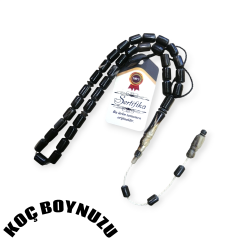 Sistem Püsküllü Uçlu Kapsül Kesim Siyah Koç Boynuzu Tesbih