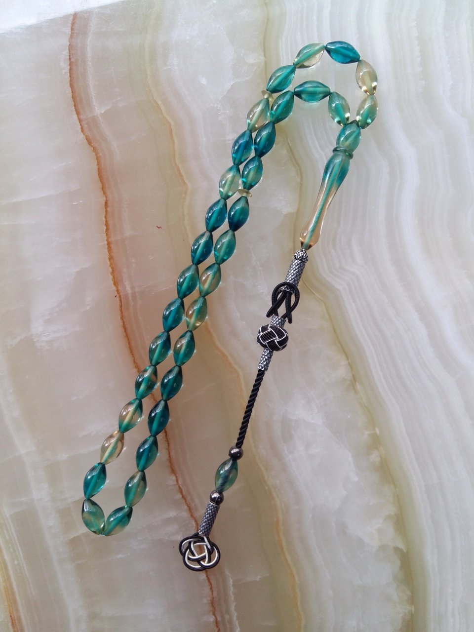 Kazaz Püsküllü Özel İşçilikli Atölye Yapımı Ateş Kehribar Tesbih