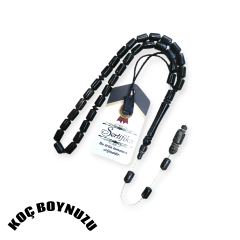 Sistem Püsküllü Uçlu Kapsül Kesim Siyah Koç Boynuzu Tesbih