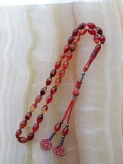 Gümüş Kazaz Püsküllü Çektikçe Parlayacak Hareli Beyzi Kesim Sıkma Kehribar Tesbih