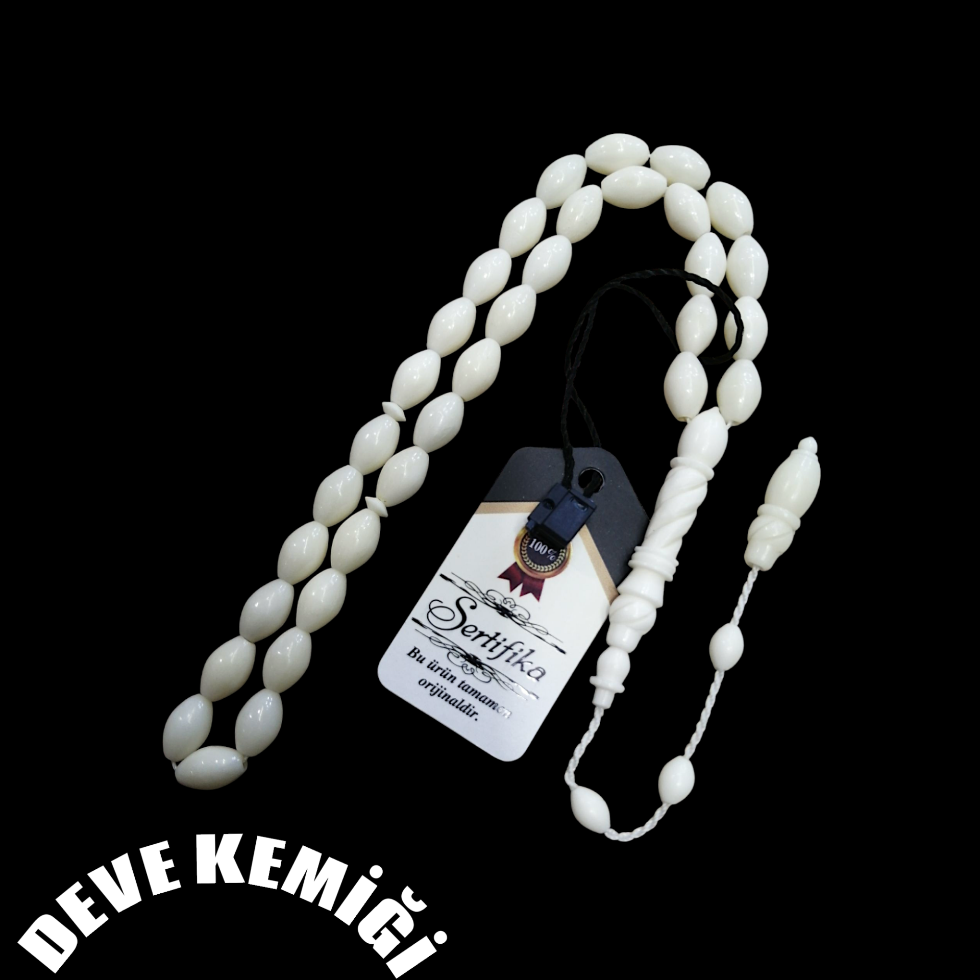 Sistem Püsküllü Beyzi Kesim Deve Kemiği Tesbih