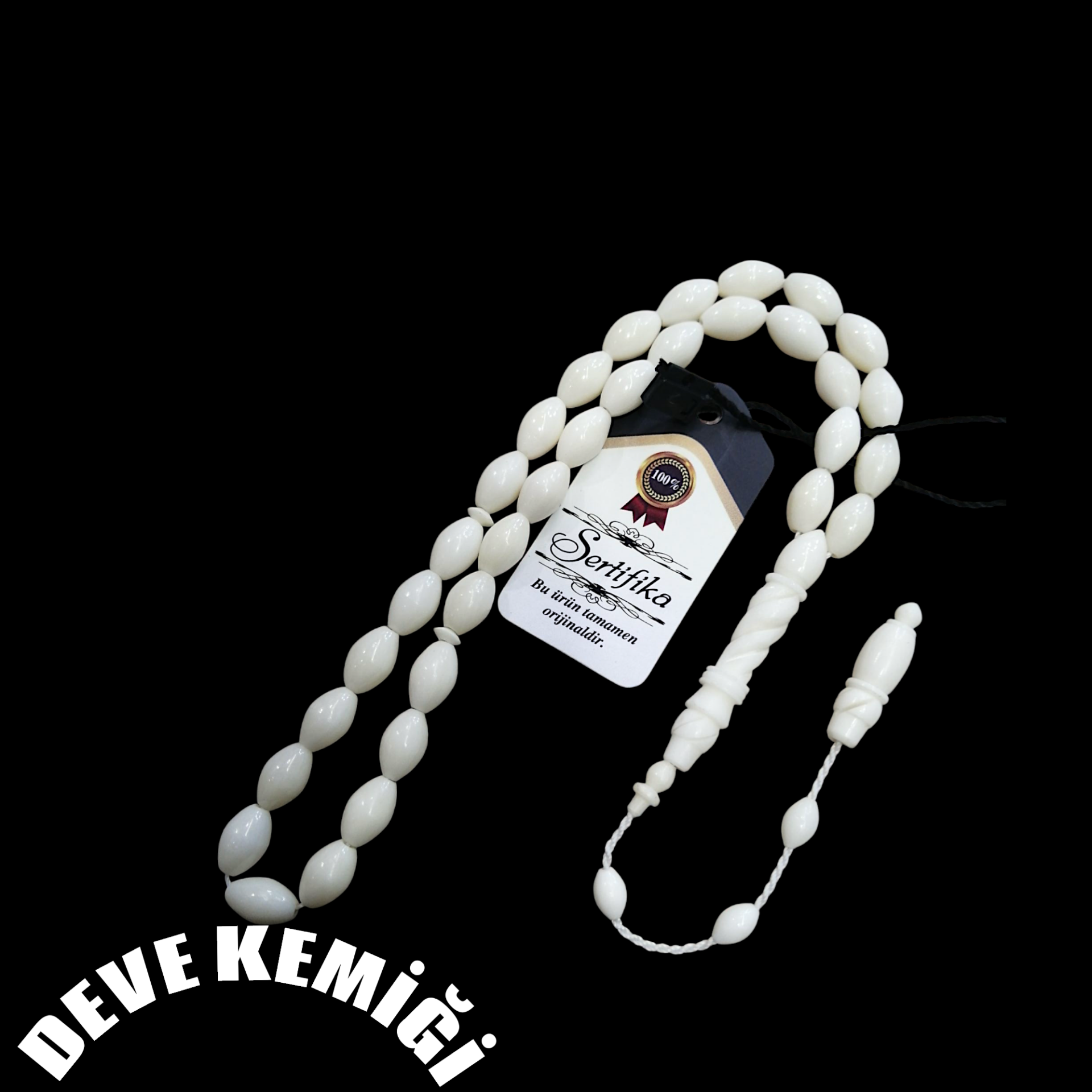 Sistem Püsküllü Beyzi Kesim Deve Kemiği Tesbih