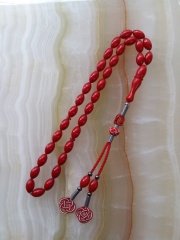 Gümüş Kazaz Püsküllü Özel İşçilikli Atölye Yapımı Sıkma Kehribar Tesbih