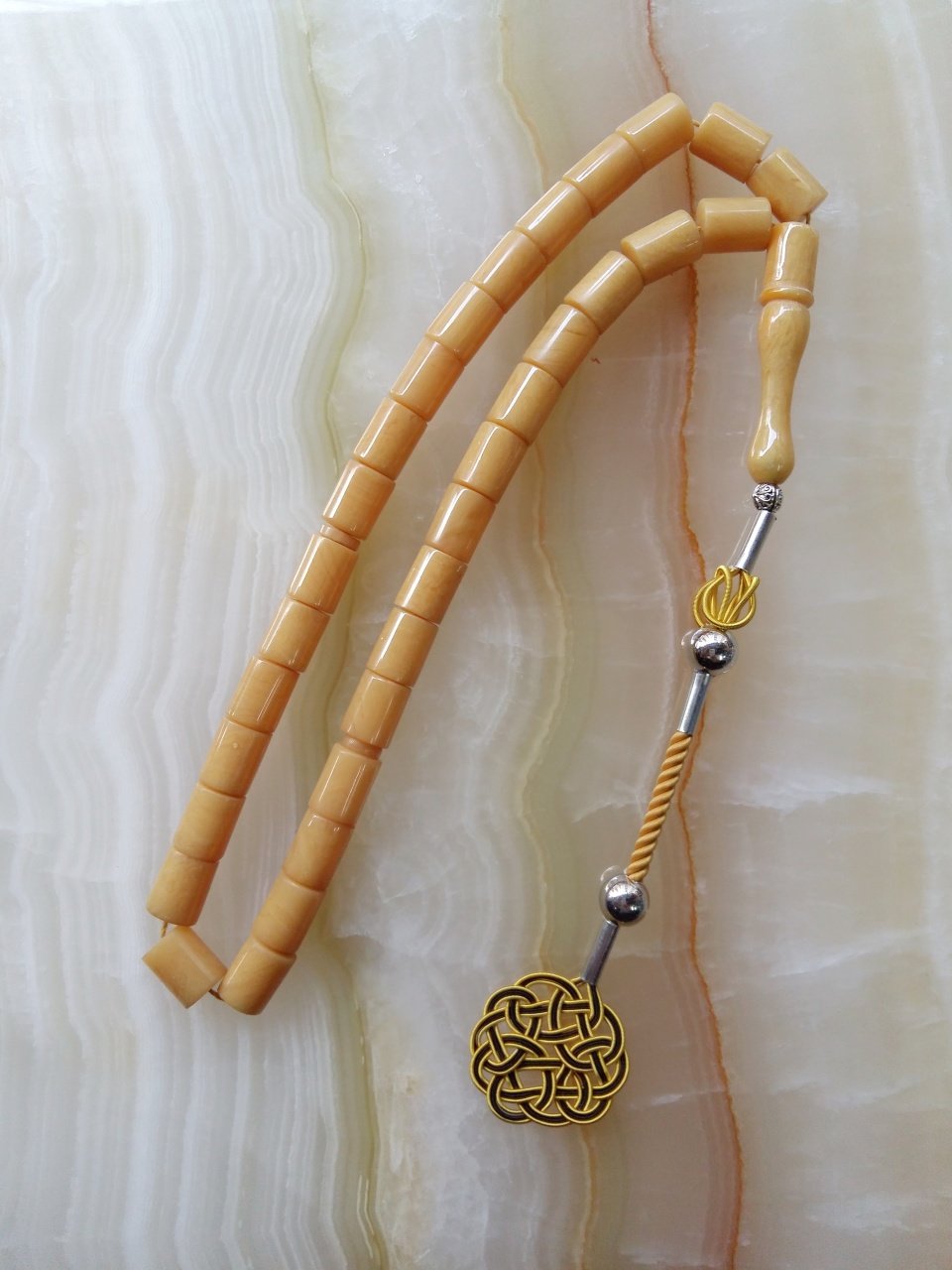 Kazaz Püsküllü Büyük Boy Kesme Model Sıkma Kehribar Tesbih