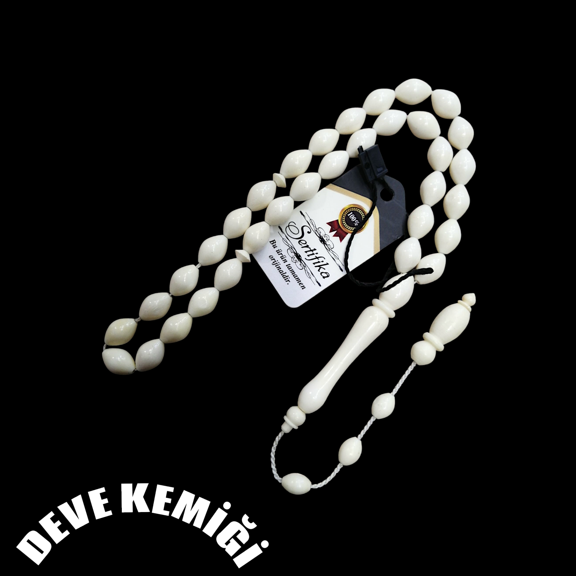 Sistem Püsküllü Beyzi Kesim Deve Kemiği Tesbih