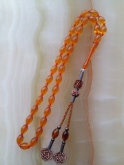 Kazaz Püsküllü Çektikçe Parlayacak Sıkma Kehribar Tesbih