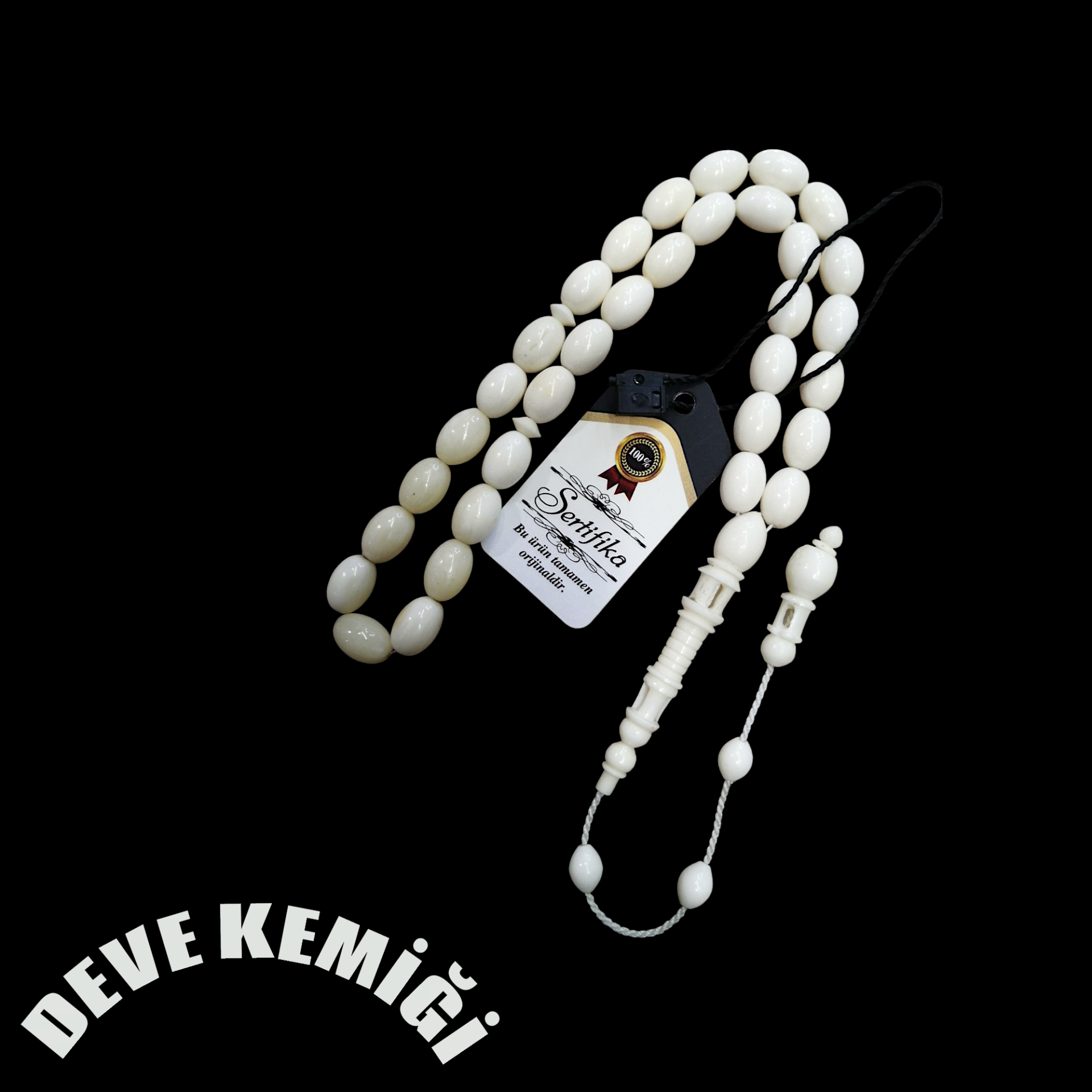 Sistem Püsküllü Badem Kesim Deve Kemiği Tesbih