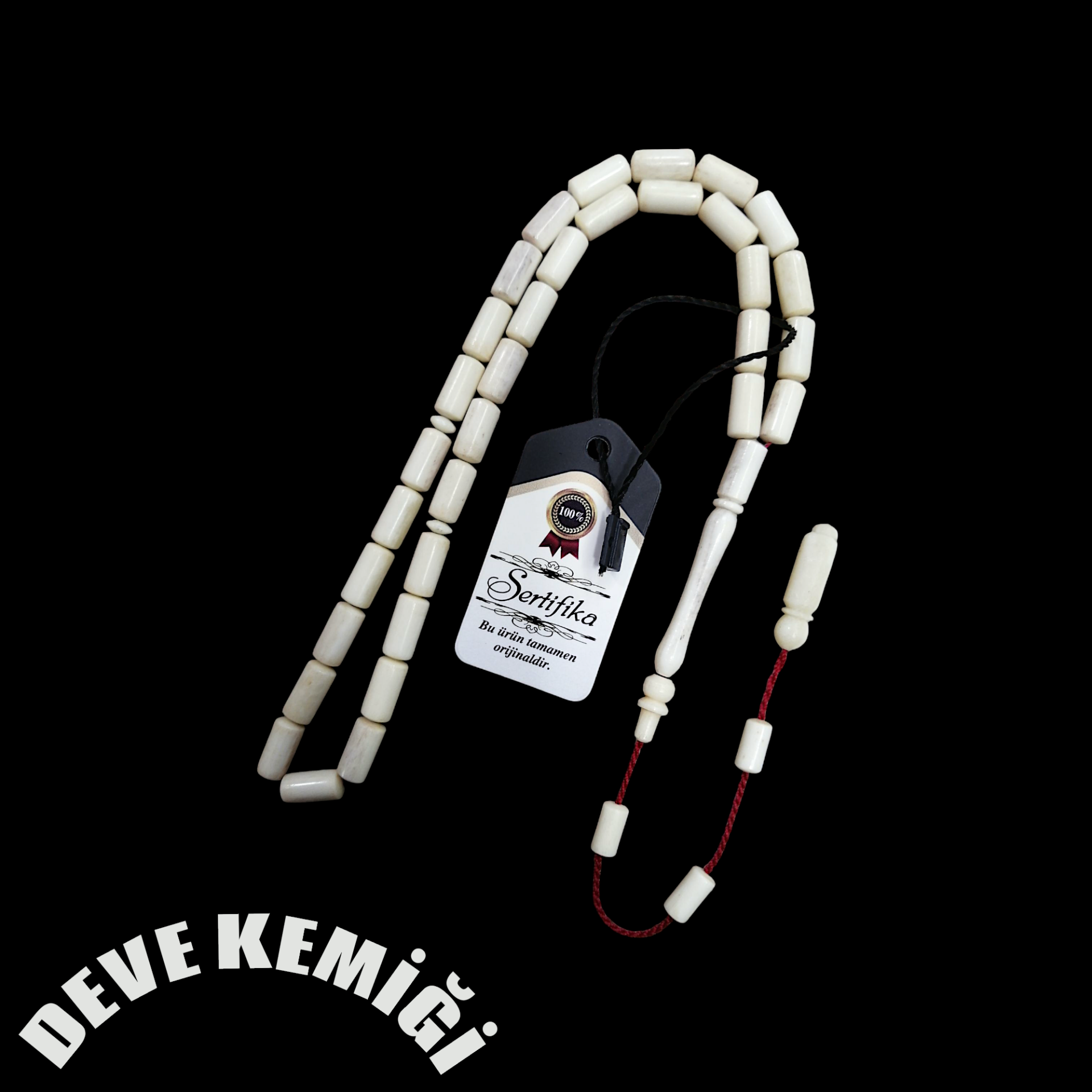 Sistem Püsküllü Kapsül Kesim Naturel Deve Kemiği Tesbih