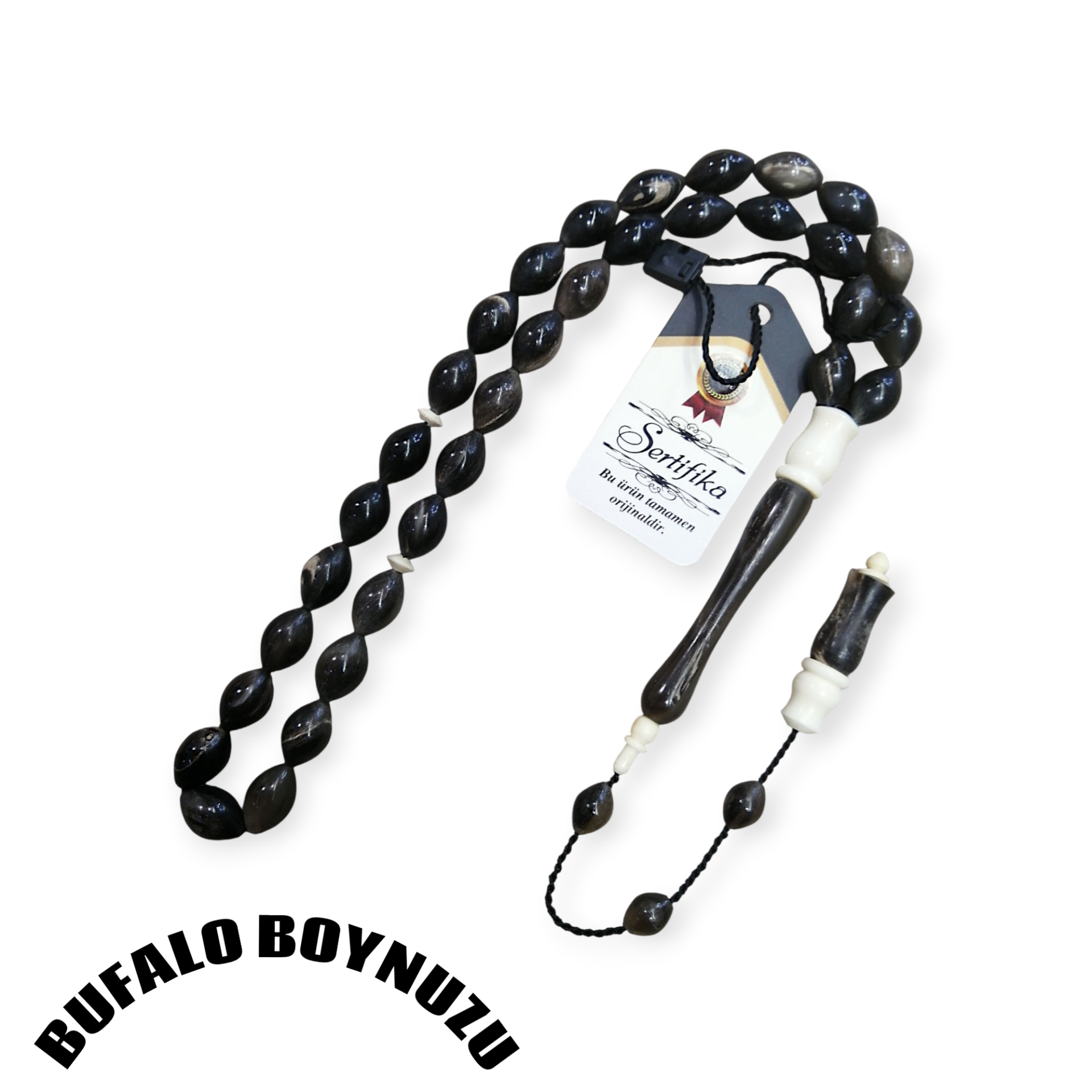 Sistem Püsküllü Beyzi Kesim Bufalo Boynuzu Tesbih