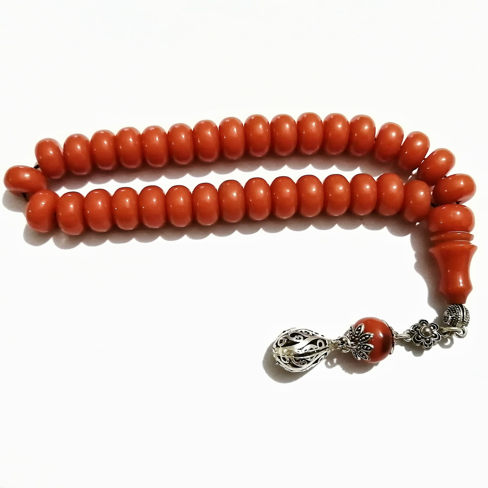 Gümüş Kaplama Püsküllü Basık Kesim Bilek Boy Katalin Tesbih