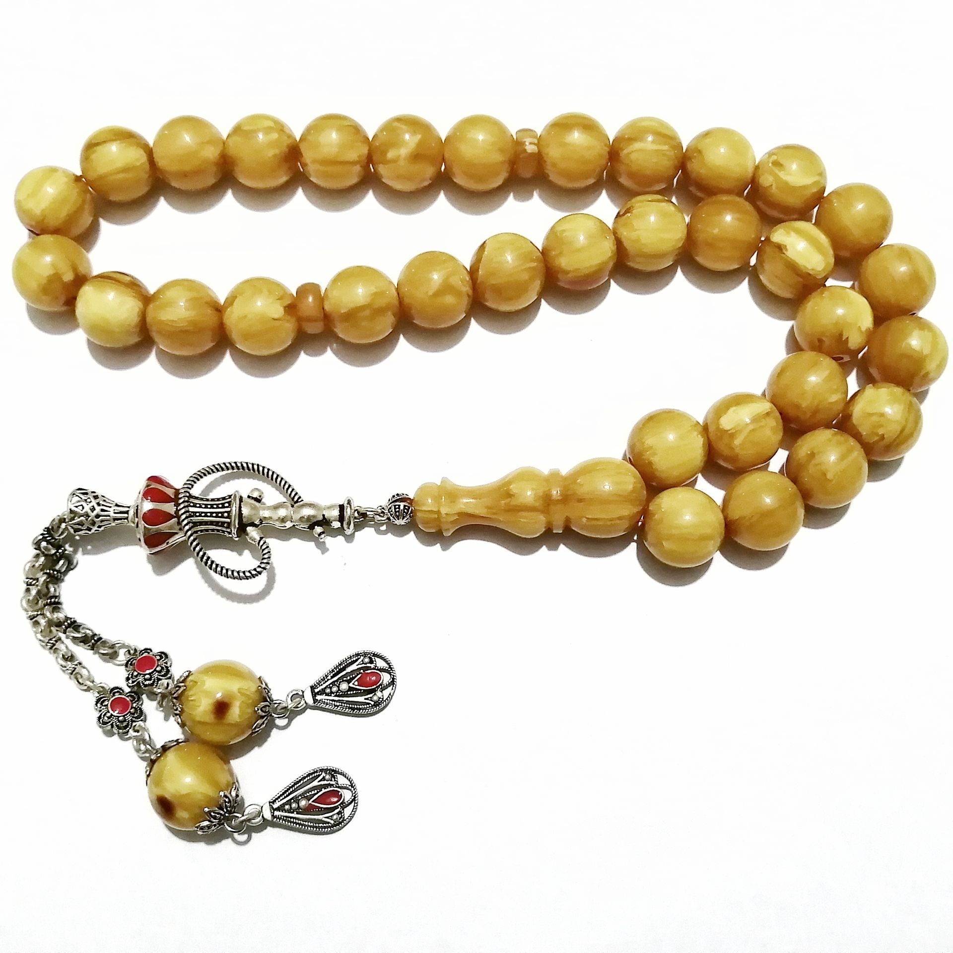 Gümüş Kaplama Püsküllü Küre Kesim Çubuk Malzeme Katalin Tesbih