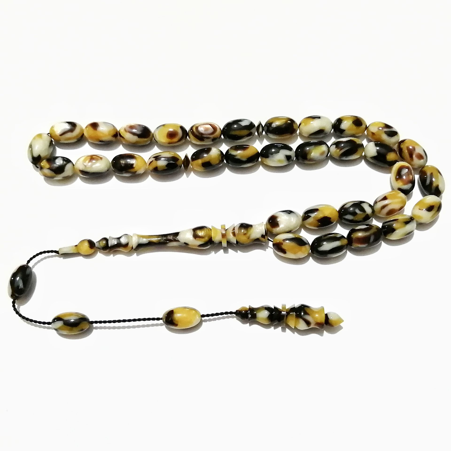 Sistem Püsküllü Özel İşçilikli Fransız Galalith Multi Color Tesbih