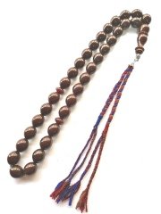 Özel Tasarım İp Püsküllü Yumurta Kesim Büyük Boy Sıkma Kehribar Tesbih