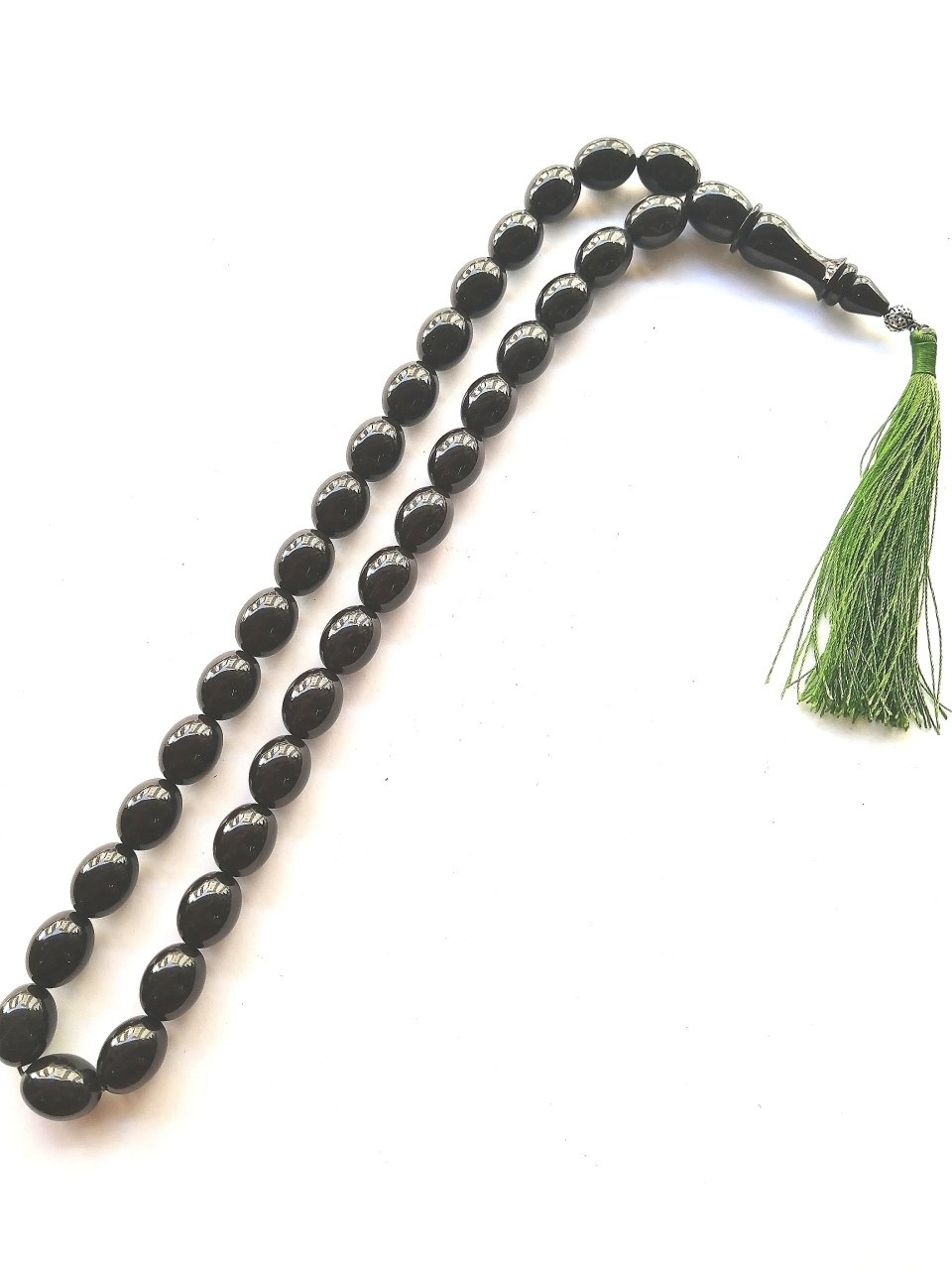 İp Püsküllü Yumurta Kesim Büyük Boy Sıkma Kehribar Tesbih