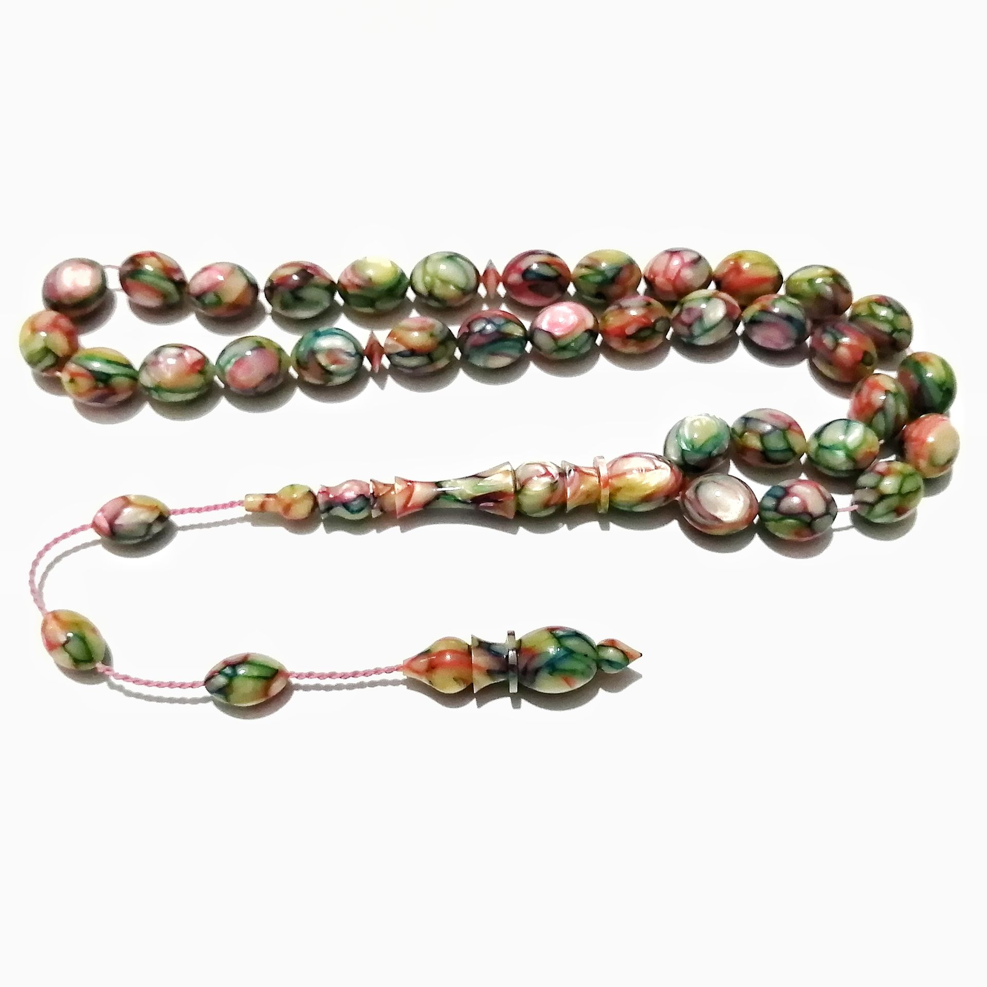 Sistem Püsküllü Özel İşçilikli Fransız Multi color Galalith Tesbih