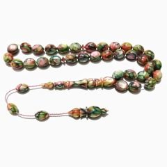 Sistem Püsküllü Özel İşçilikli Fransız Multi color Galalith Tesbih