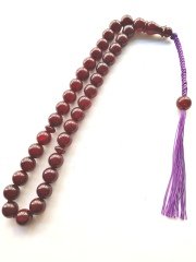 Özel Tasarım İp Püsküllü Küre Kesim Sıkma Kehribar Tesbih