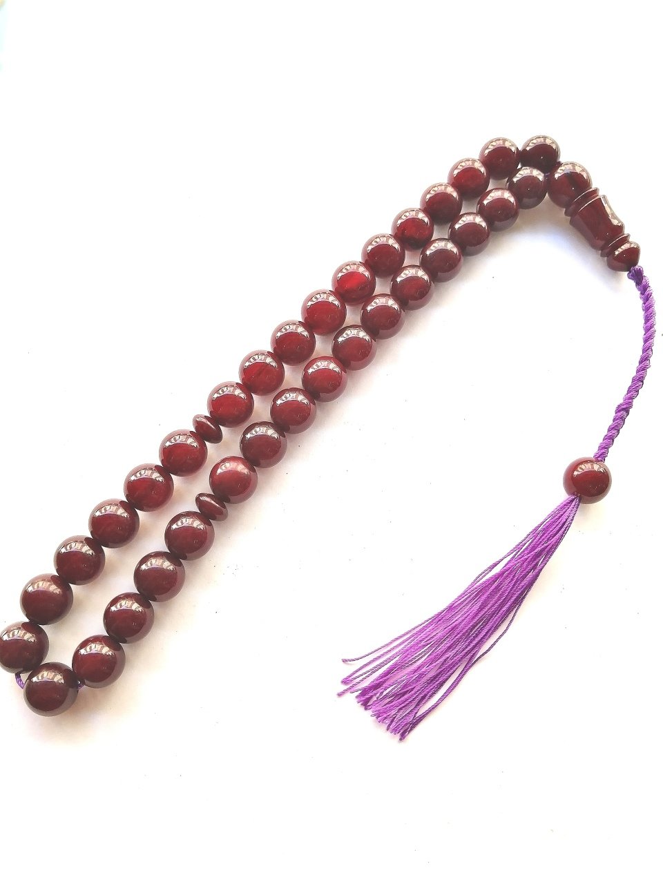 Özel Tasarım İp Püsküllü Küre Kesim Sıkma Kehribar Tesbih